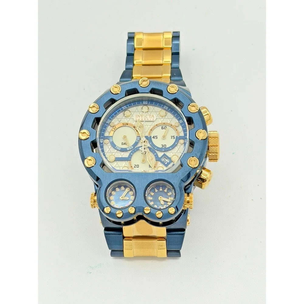 Invicta Reserve Magnum Tria 37544 Blue Gold Men's Watch 52mm Chronograph